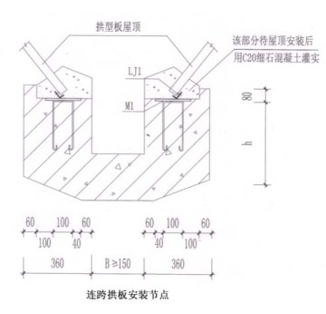 U型連跨拱板安裝節(jié)點(diǎn)_截面設(shè)計(jì)與施工工藝